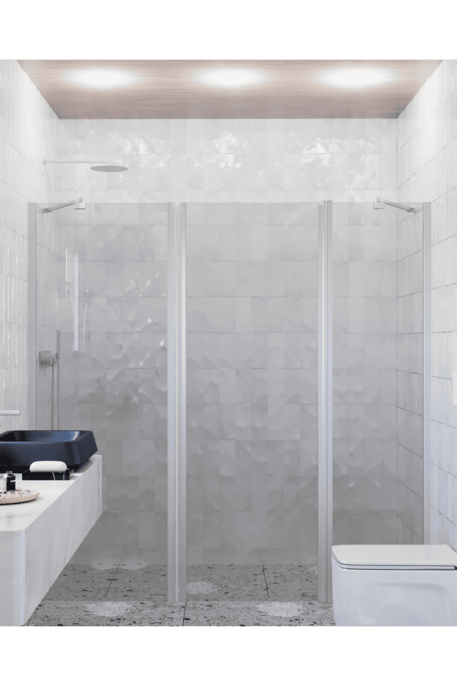 Alcove shower screen Hietakari Infinia 239, aluminium frame, grey tinted glass Alcove shower screen Hietakari Infinia 239, aluminium frame, grey tinted glass