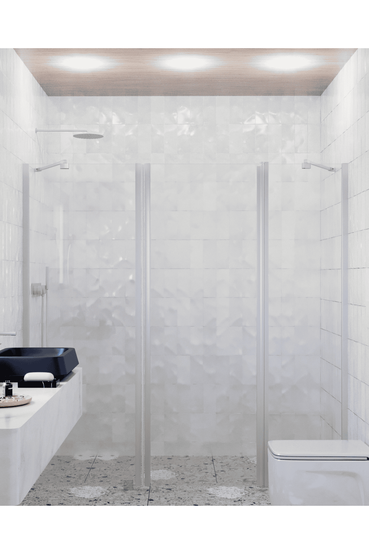 Alcove shower screen Hietakari Infinia 239, fixed wall + hinged door with fixed part – 4