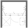 Alcove shower screen Hietakari Infinia 239 – dimension drawing Alcove shower screen Hietakari Infinia 239, fixed wall + hinged door with fixed part – 2