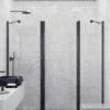 Alcove shower screen Hietakari Infinia 239, black frame, clear glass Alcove shower screen Hietakari Infinia 239, fixed wall + hinged door with fixed part – 5