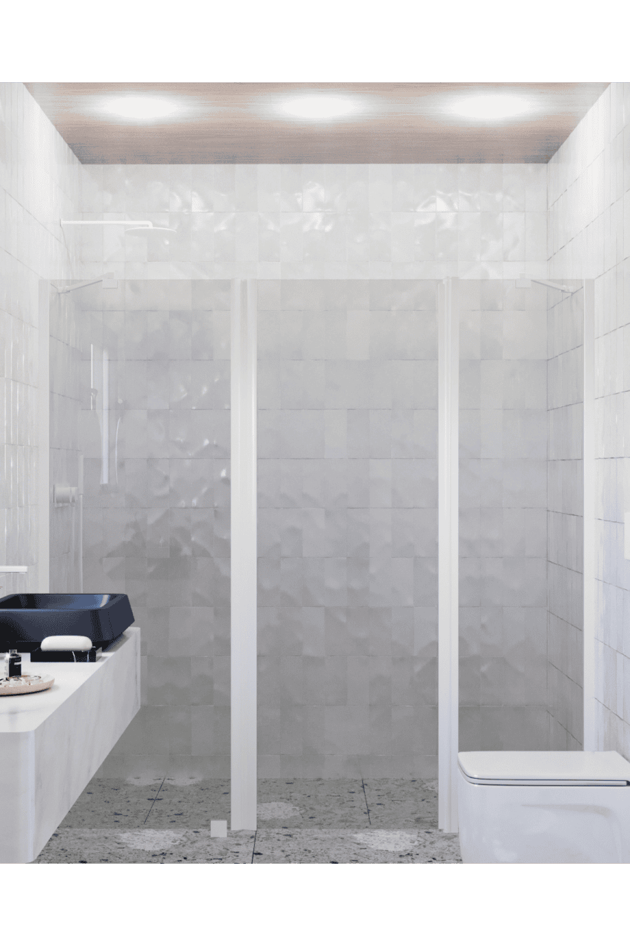 Alcove shower screen Hietakari Infinia 239, white frame, grey tinted glass Alcove shower screen Hietakari Infinia 239, white frame, grey tinted glass