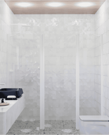 Alcove shower screen Hietakari Infinia 239, fixed wall + hinged door with fixed part