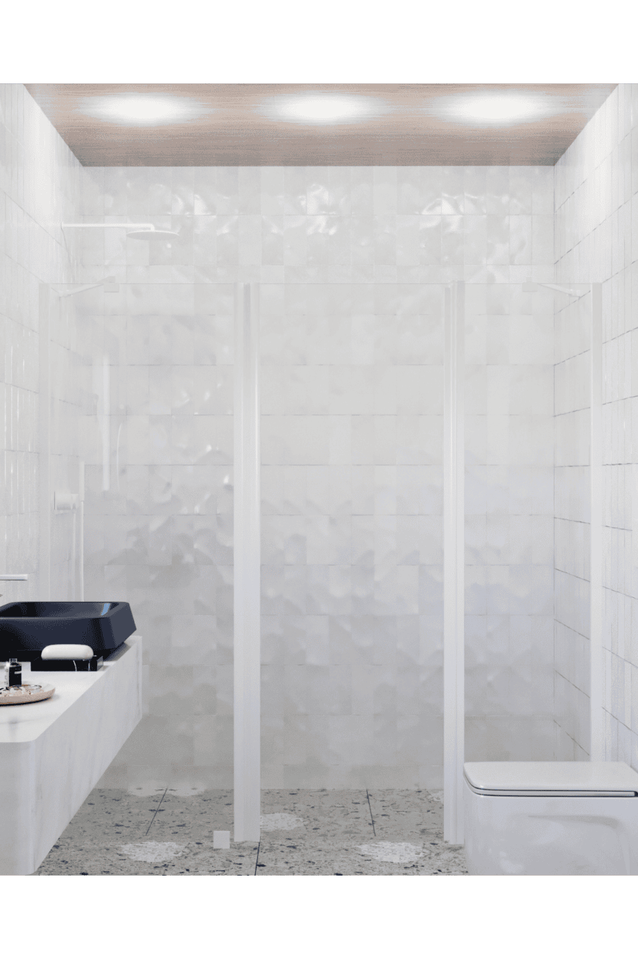 Alcove shower screen Hietakari Infinia 239, white frame, clear glass Alcove shower screen Hietakari Infinia 239, fixed wall + hinged door with fixed part