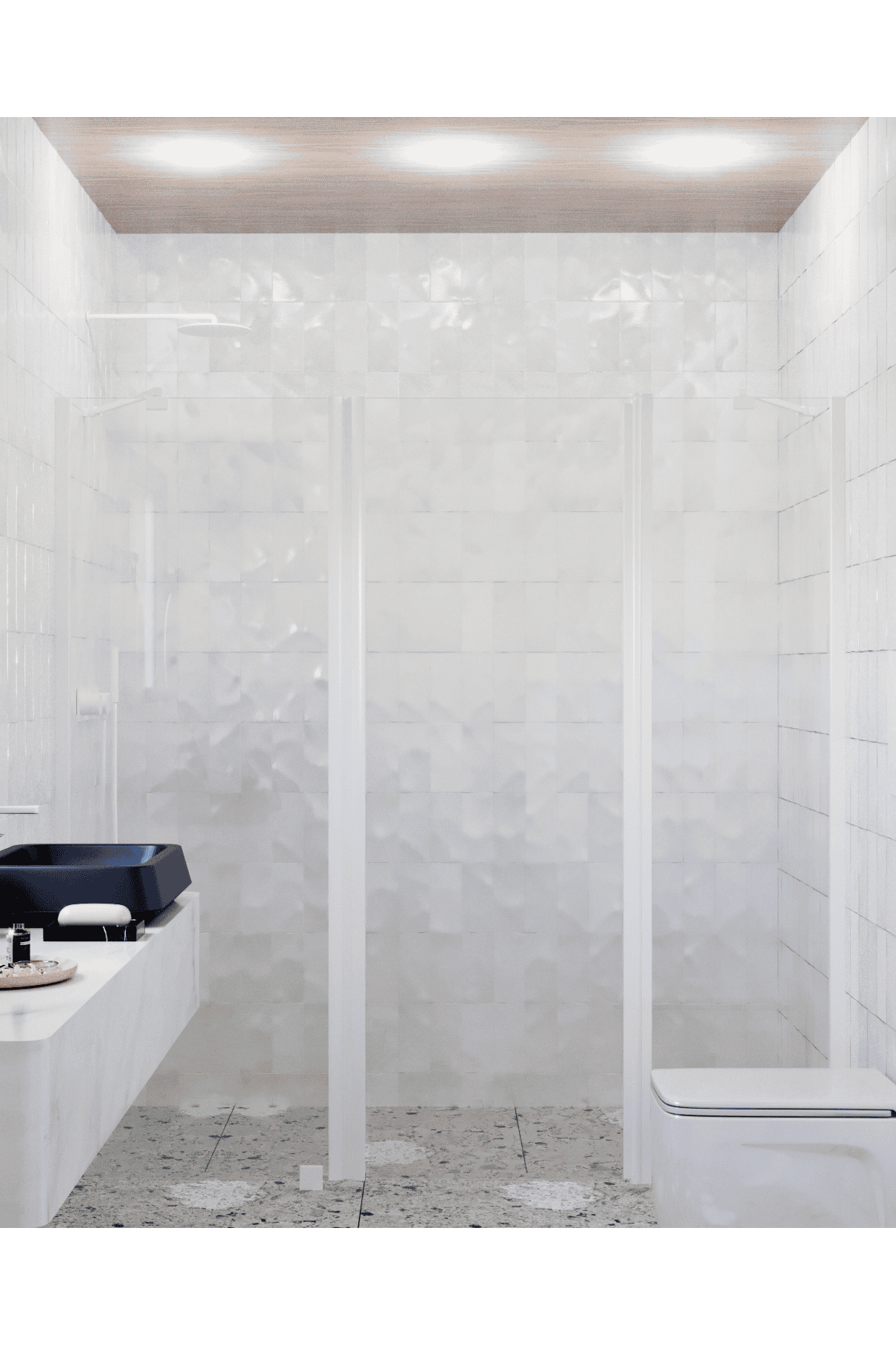 Alcove shower screen Hietakari Infinia 239, fixed wall + hinged door with fixed part