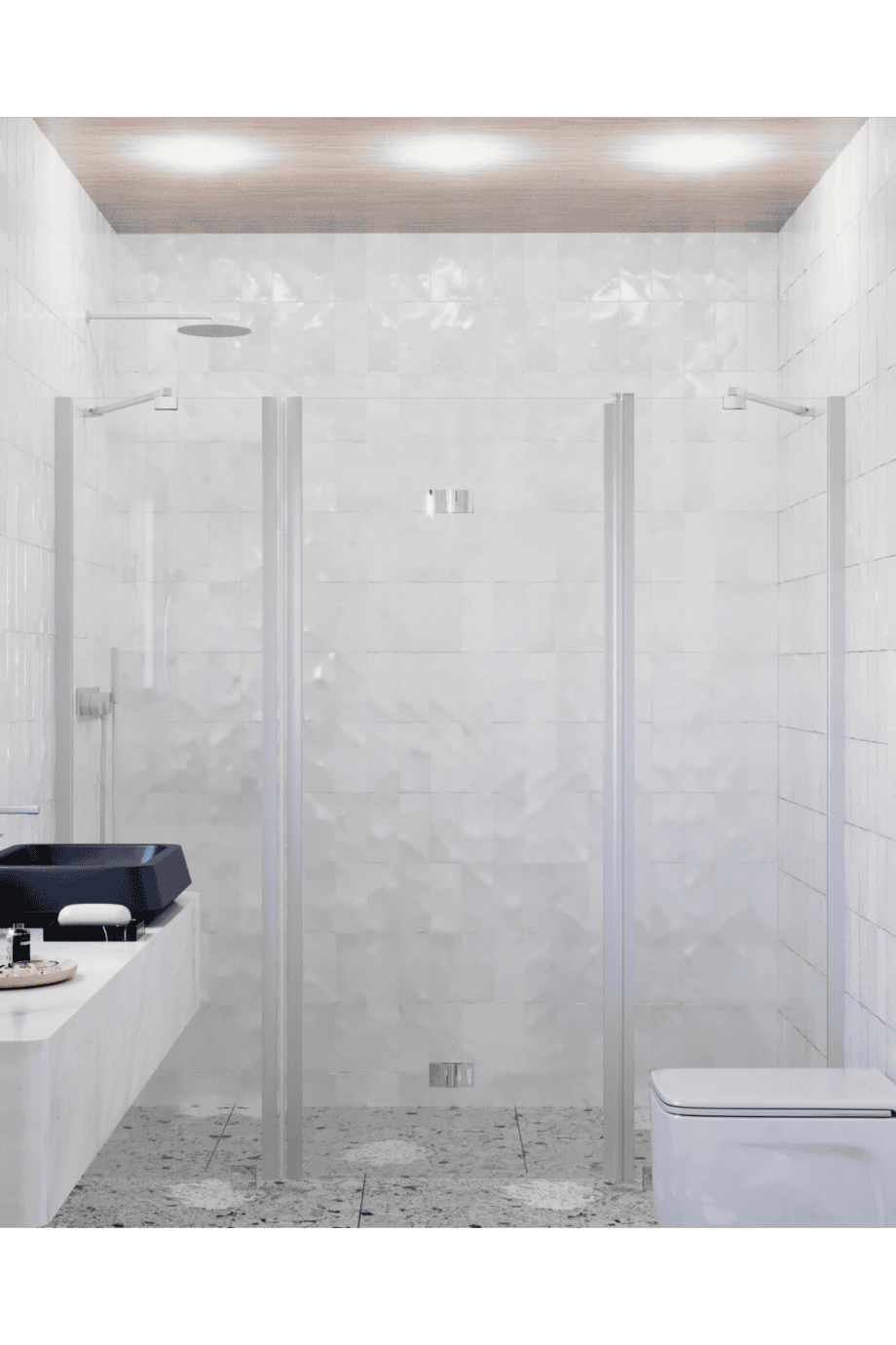 Alcove shower screen Hietakari Infinia 240, aluminium frame, clear glass Alcove shower screen Hietakari Infinia 240, aluminium frame, clear glass