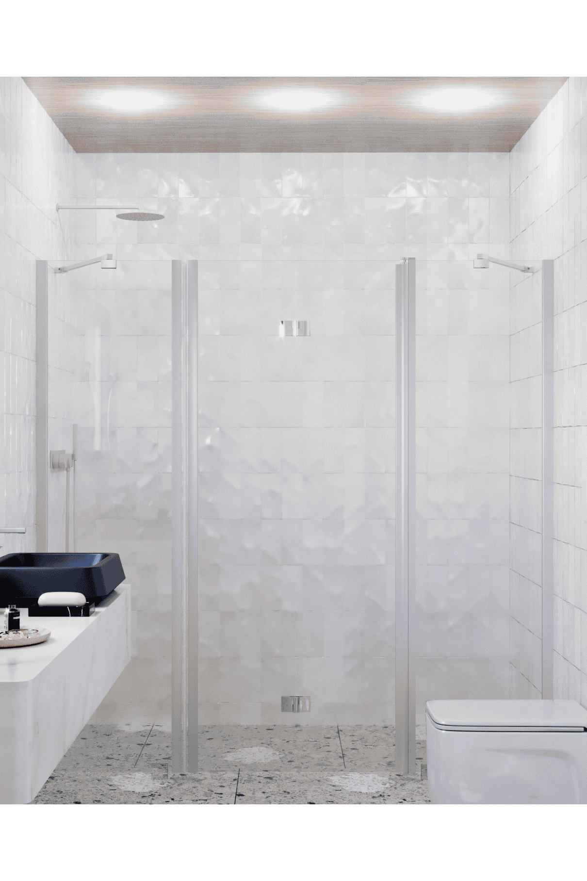 Alcove shower screen Hietakari Infinia 240, aluminium frame, clear glass Alcove shower screen Hietakari Infinia 240, aluminium frame, clear glass