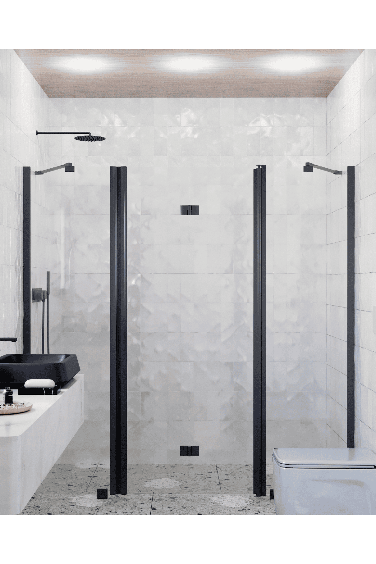 Alcove shower screen Hietakari Infinia 240, fixed wall + folding door with fixed part – 5