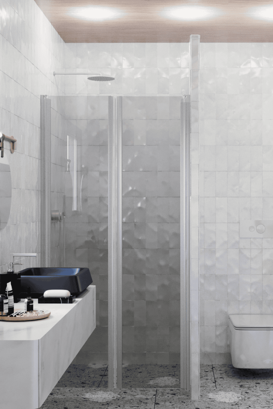 Alcove shower screen Hietakari Infinia 241, aluminium frame, grey tinted glass Alcove shower screen Hietakari Infinia 241, aluminium frame, grey tinted glass
