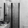 Alcove shower screen Hietakari Infinia 241, black frame, grey tinted glass Alcove shower screen Hietakari Infinia 241, black frame, grey tinted glass