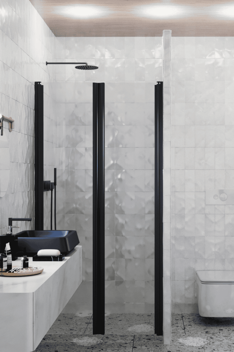 Alcove shower screen Hietakari Infinia 241, black frame, clear glass Alcove shower screen Hietakari Infinia 241, hinged door + hinged door – 5