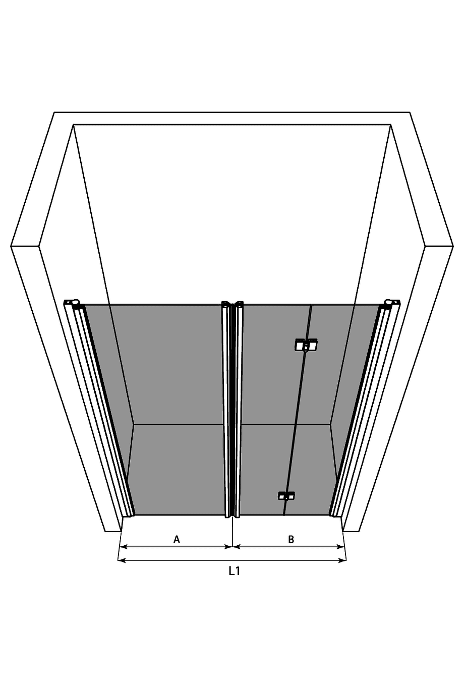Alcove shower screen Hietakari Infinia 242, hinged door + folding door – 3