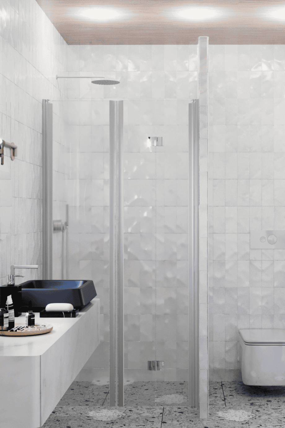 Alcove shower screen Hietakari Infinia 242, aluminium frame, clear glass Alcove shower screen Hietakari Infinia 242, hinged door + folding door – 4