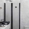 Alcove shower screen Hietakari Infinia 242, black frame, Chinchilla patterned glass Alcove shower screen Hietakari Infinia 242, black frame, Chinchilla patterned glass