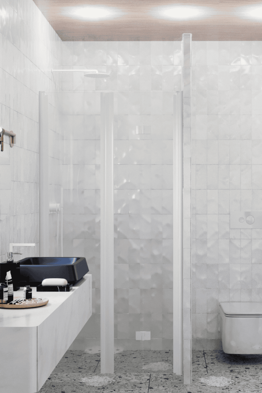 Alcove shower screen Hietakari Infinia 242, white frame, clear glass Alcove shower screen Hietakari Infinia 242, hinged door + folding door