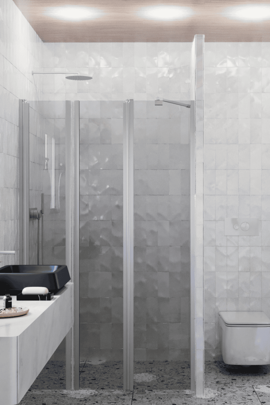 Alcove shower screen Hietakari Infinia 243, aluminium frame, grey tinted glass Alcove shower screen Hietakari Infinia 243, aluminium frame, grey tinted glass