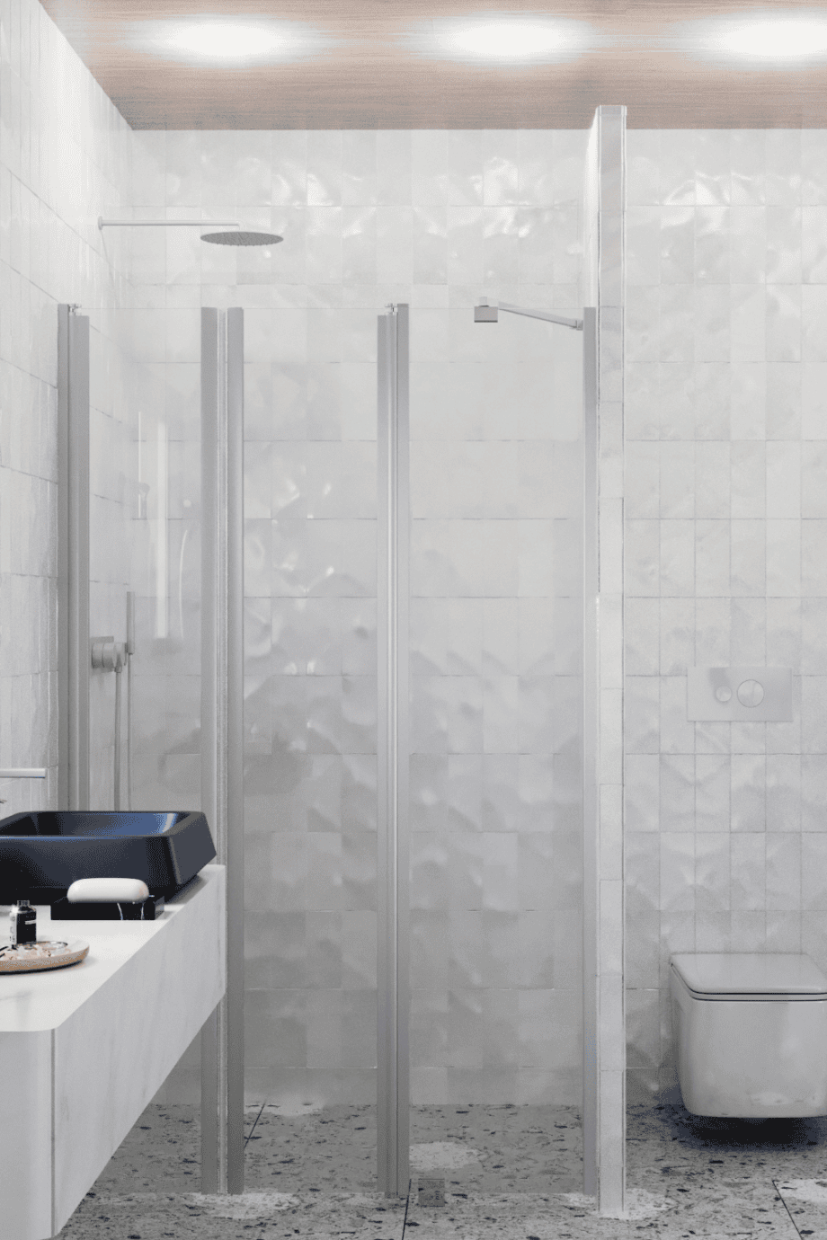 Alcove shower screen Hietakari Infinia 243, aluminium frame, clear glass Alcove shower screen Hietakari Infinia 243, hinged door + hinged door with fixed part – 4