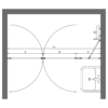 Alcove shower screen Hietakari Infinia 243 – dimension drawing Alcove shower screen Hietakari Infinia 243, hinged door + hinged door with fixed part – 2