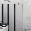 Alcove shower screen Hietakari Infinia 243, black frame, Chinchilla patterned glass Alcove shower screen Hietakari Infinia 243, black frame, Chinchilla patterned glass
