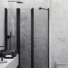 Alcove shower screen Hietakari Infinia 243, black frame, grey tinted glass Alcove shower screen Hietakari Infinia 243, black frame, grey tinted glass