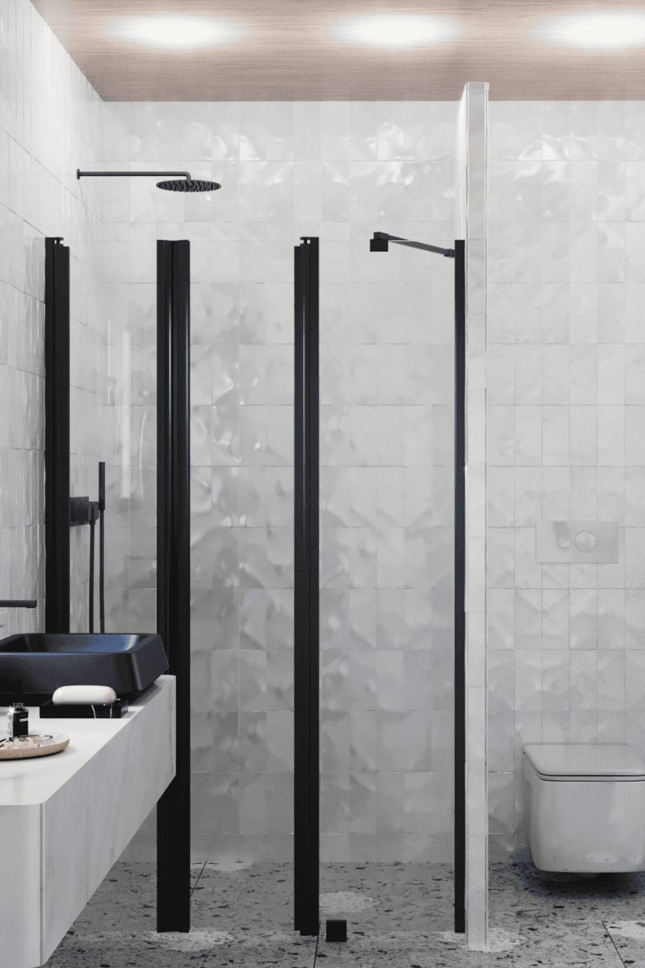 Alcove shower screen Hietakari Infinia 243, black frame, clear glass Alcove shower screen Hietakari Infinia 243, hinged door + hinged door with fixed part – 5
