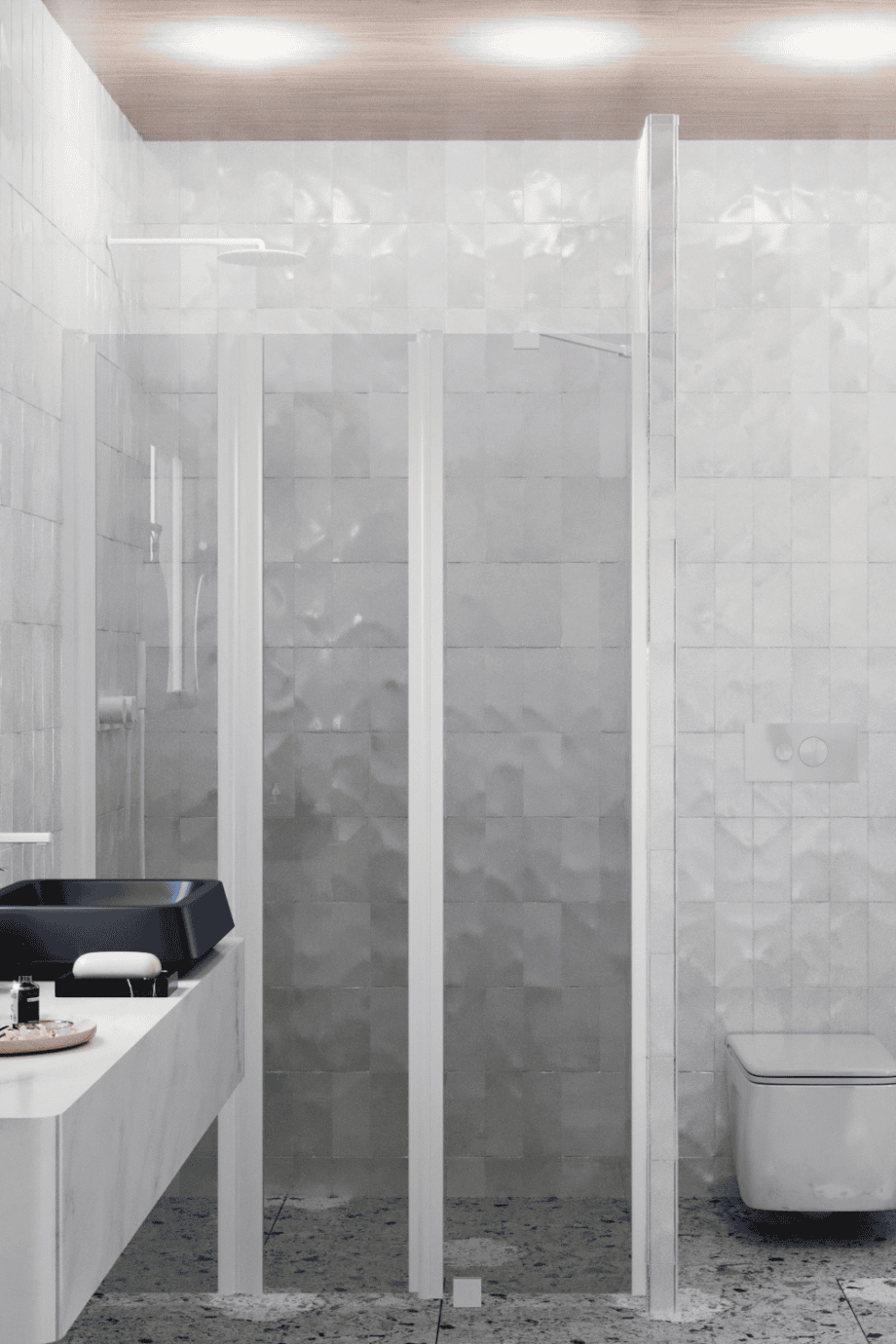 Alcove shower screen Hietakari Infinia 243, white frame, grey tinted glass Alcove shower screen Hietakari Infinia 243, white frame, grey tinted glass