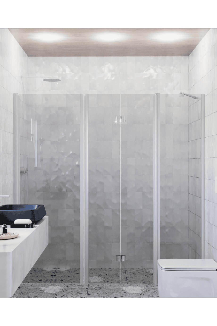 Alcove shower screen Hietakari Infinia 244, aluminium frame, grey tinted glass Alcove shower screen Hietakari Infinia 244, aluminium frame, grey tinted glass