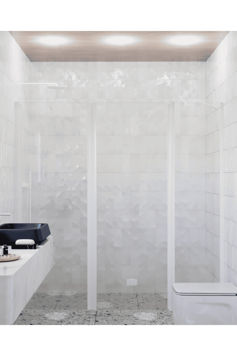 Alcove shower screen Hietakari Infinia 244, white frame, clear glass Alcove shower screen Hietakari Infinia 244, hinged door + folding door with fixed part