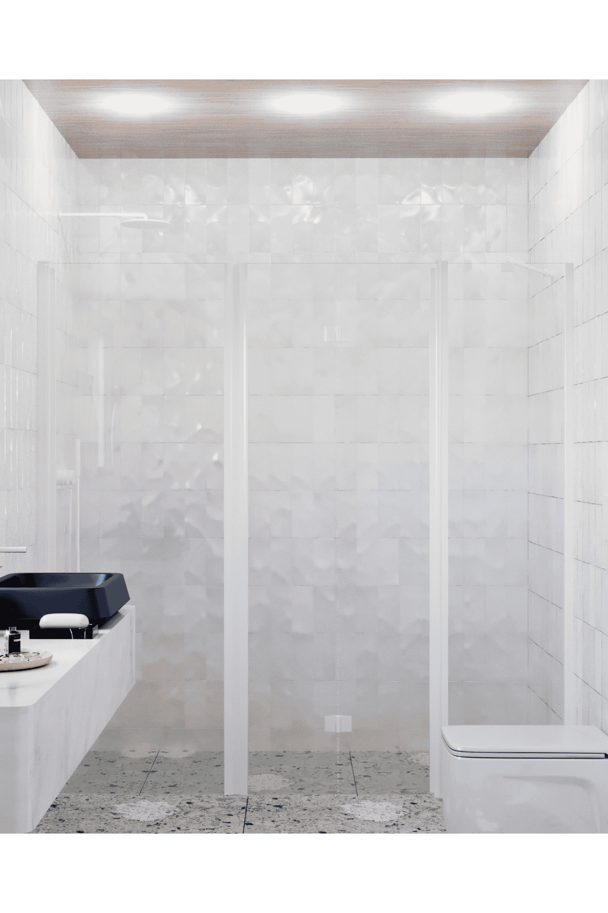 Alcove shower screen Hietakari Infinia 244, hinged door + folding door with fixed part