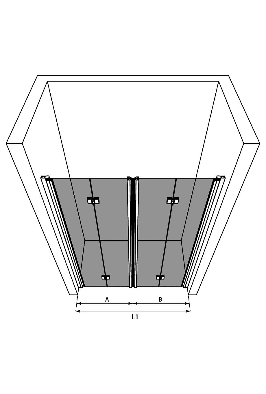 Alcove shower screen Hietakari Infinia 245, folding door + folding door – 3