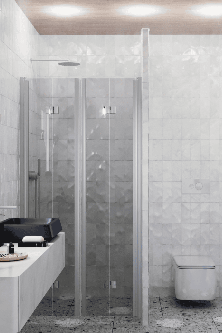 Alcove shower screen Hietakari Infinia 245, aluminium frame, grey tinted glass Alcove shower screen Hietakari Infinia 245, aluminium frame, grey tinted glass