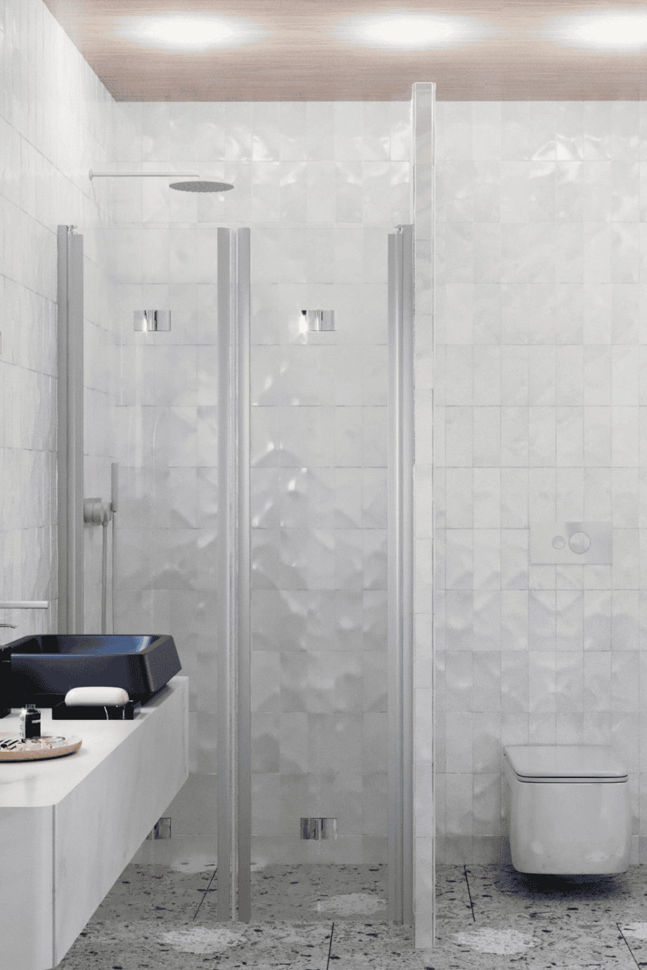 Alcove shower screen Hietakari Infinia 245, aluminium frame, clear glass Alcove shower screen Hietakari Infinia 245, aluminium frame, clear glass