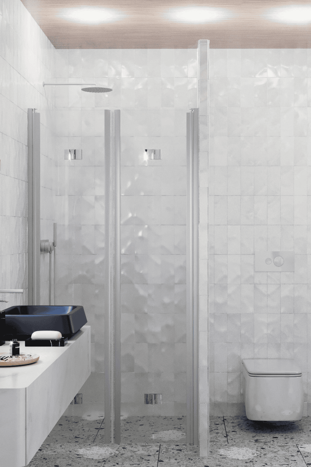 Alcove shower screen Hietakari Infinia 245, aluminium frame, clear glass Alcove shower screen Hietakari Infinia 245, aluminium frame, clear glass