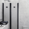 Alcove shower screen Hietakari Infinia 245, black frame, Chinchilla patterned glass Alcove shower screen Hietakari Infinia 245, black frame, Chinchilla patterned glass