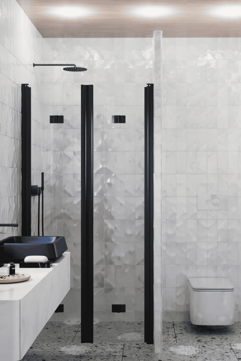 Alcove shower screen Hietakari Infinia 245, black frame, clear glass Alcove shower screen Hietakari Infinia 245, folding door + folding door – 5