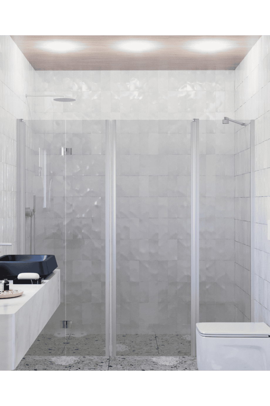 Alcove shower screen Hietakari Infinia 246, aluminium frame, grey tinted glass Alcove shower screen Hietakari Infinia 246, aluminium frame, grey tinted glass