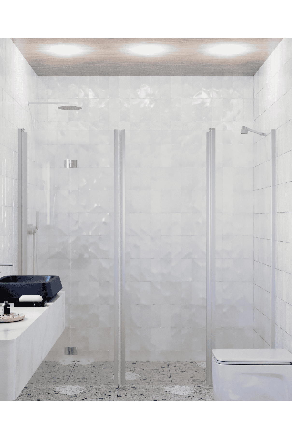 Alcove shower screen Hietakari Infinia 246, folding door + hinged door with fixed part – 4