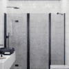 Alcove shower screen Hietakari Infinia 246, black frame, grey tinted glass Alcove shower screen Hietakari Infinia 246, black frame, grey tinted glass