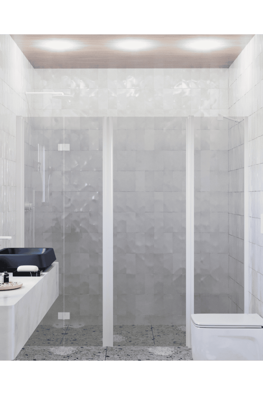 Alcove shower screen Hietakari Infinia 246, white frame, grey tinted glass Alcove shower screen Hietakari Infinia 246, white frame, grey tinted glass