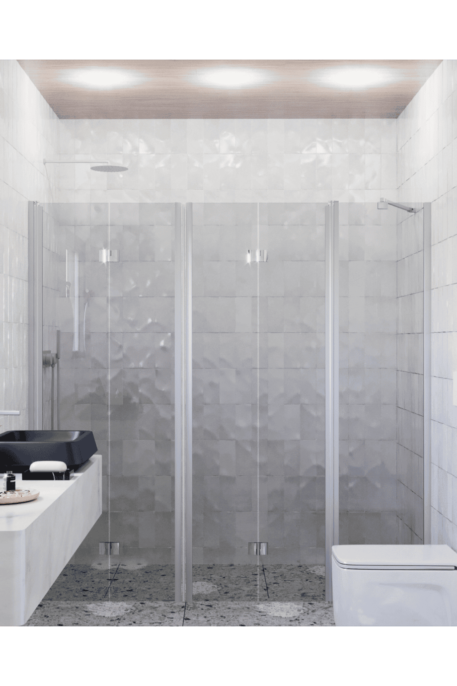 Alcove shower screen Hietakari Infinia 247, aluminium frame, grey tinted glass Alcove shower screen Hietakari Infinia 247, aluminium frame, grey tinted glass