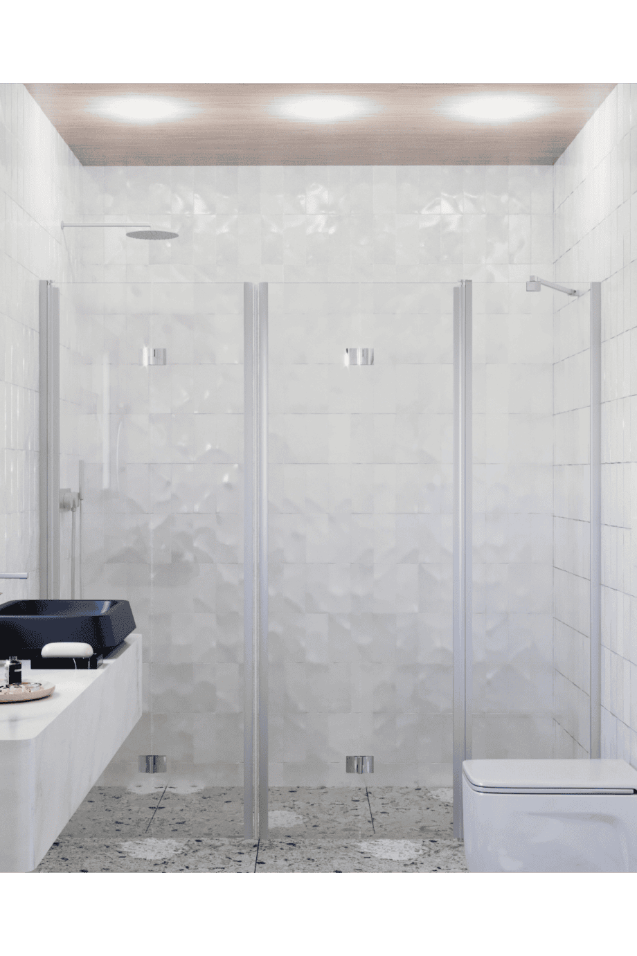 Alcove shower screen Hietakari Infinia 247, aluminium frame, clear glass Alcove shower screen Hietakari Infinia 247, folding door + folding door with fixed part – 4