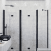 Alcove shower screen Hietakari Infinia 247, black frame, clear glass Alcove shower screen Hietakari Infinia 247, black frame, clear glass