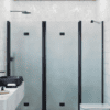 Alcove shower screen Hietakari Infinia 247, black frame, satin frosted glass Alcove shower screen Hietakari Infinia 247, black frame, satin frosted glass