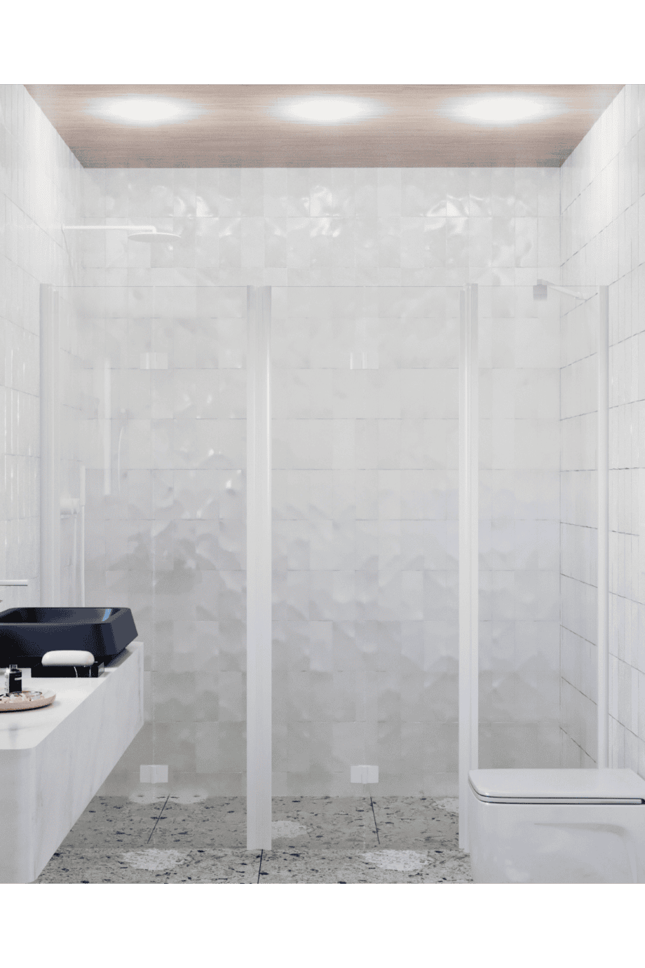 Alcove shower screen Hietakari Infinia 247, white frame, clear glass Alcove shower screen Hietakari Infinia 247, folding door + folding door with fixed part