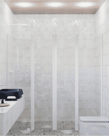 Alcove shower screen Hietakari Infinia 248, hinged door with fixed part + hinged door with fixed part