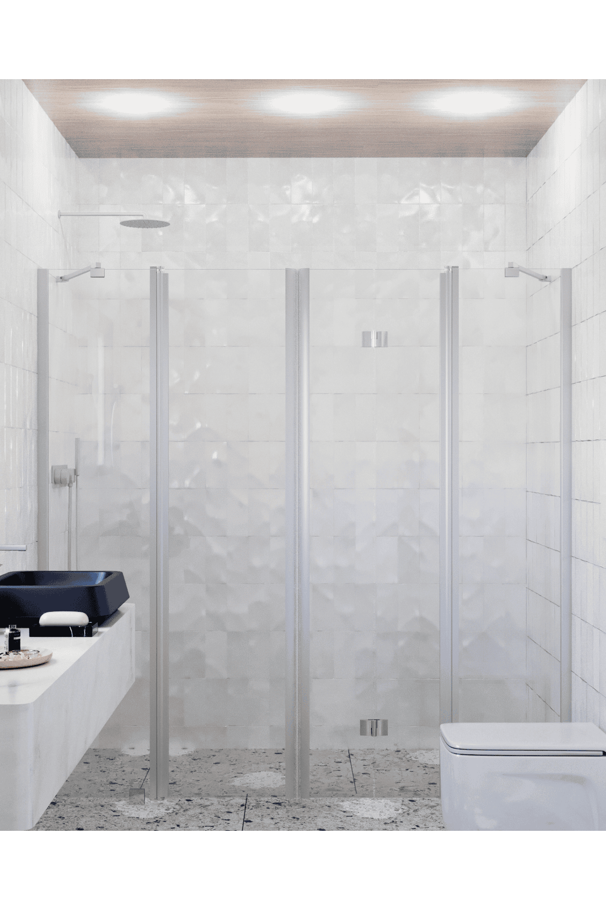 Alcove shower screen Hietakari Infinia 249, hinged door with fixed part + folding door with fixed part – 4