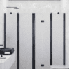 Alcove shower screen Hietakari Infinia 249, black frame, Chinchilla patterned glass Alcove shower screen Hietakari Infinia 249, black frame, Chinchilla patterned glass
