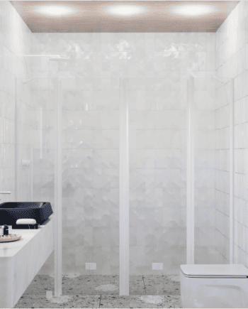 Alcove shower screen Hietakari Infinia 250, white frame, clear glass