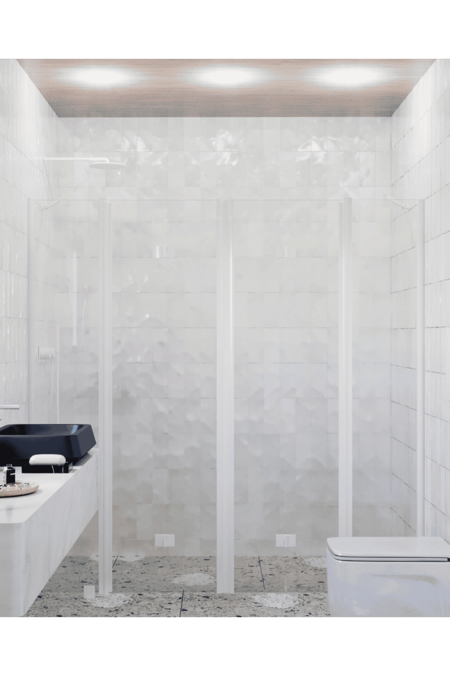 Alcove shower screen Hietakari Infinia 250, white frame, clear glass Alcove shower screen Hietakari Infinia 250, white frame, clear glass