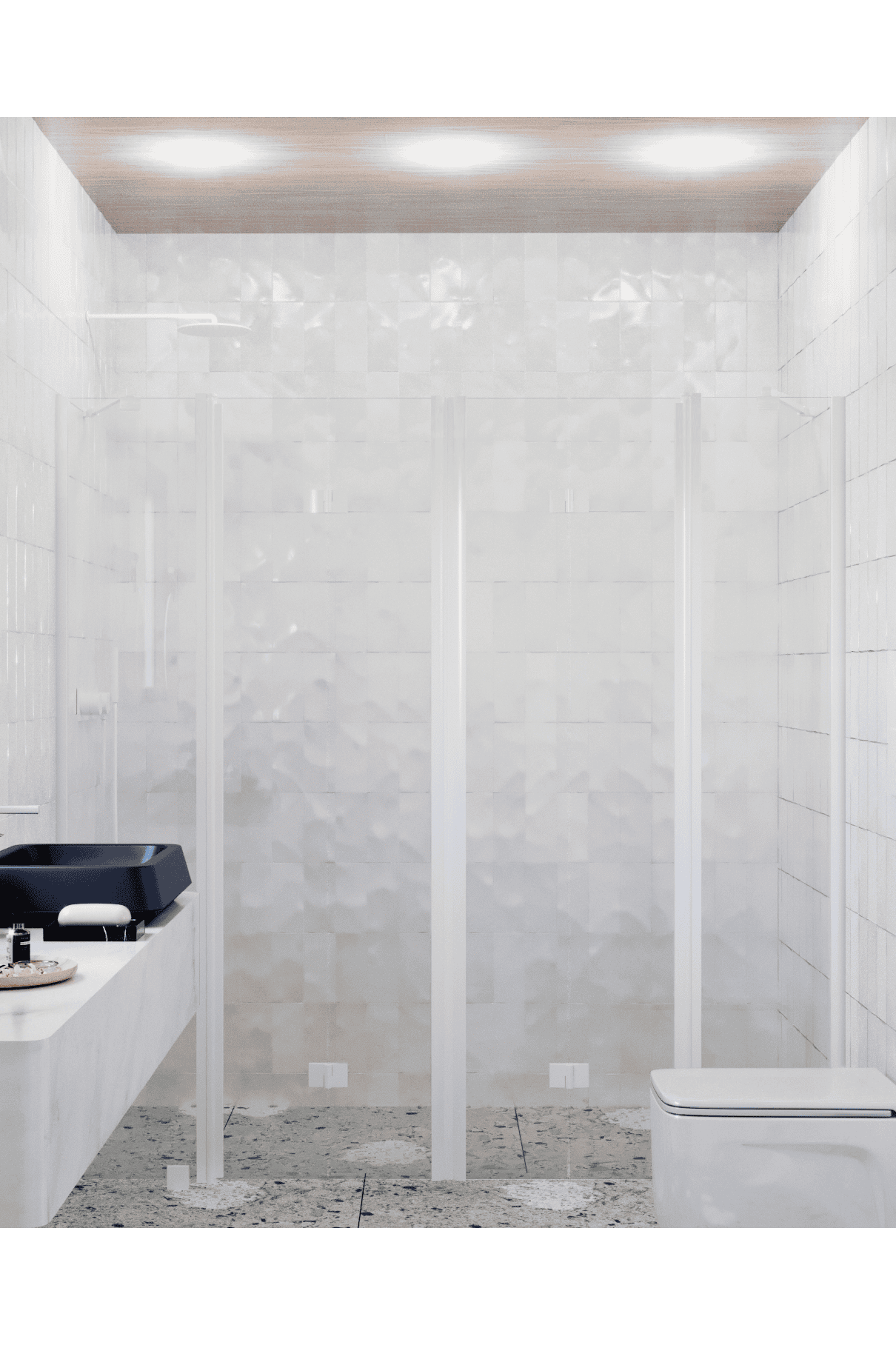 Alcove shower screen Hietakari Infinia 250, white frame, clear glass Alcove shower screen Hietakari Infinia 250, white frame, clear glass