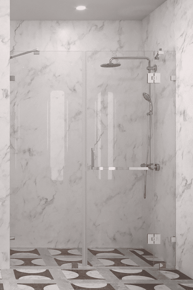 Alcove shower screen Hietakari Vetro 523, chrome fittings, clear glass Alcove shower screen Hietakari Vetro 523, chrome fittings, clear glass